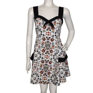 BANNED Dress, XL, Old School Tattoos, Strappy, Swing/F&F, Mini/Short, Side Zip